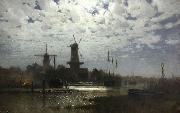 Walter Moras Mondschein uber hollandischen Hafen Spain oil painting artist